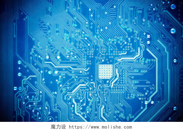 蓝色电路板抽象数码高端科技感素材背景
